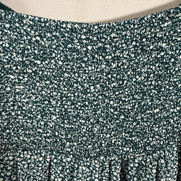 Abercrombie & Fitch Floral Smocked Ruffle Mini Dress Women's Large Tall LT Green - Picture 10 of 11